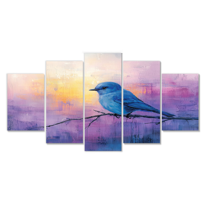 Oiseau bleu dans la soirée - décoration murale oiseau - art mural moderne