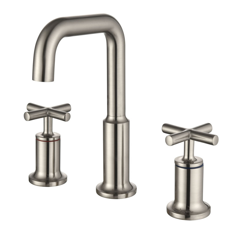 Robinet de salle de bain à large entraxe, Nickel brossé