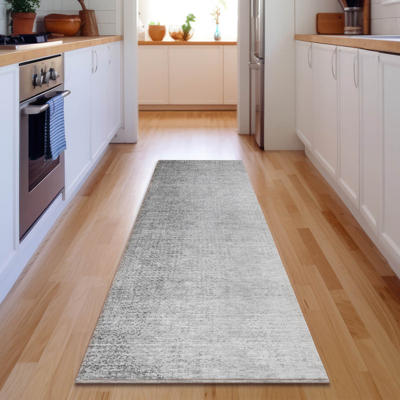 Premium Machine Washable Prisco Gray Rug, Runner 2'3" x 7'6"