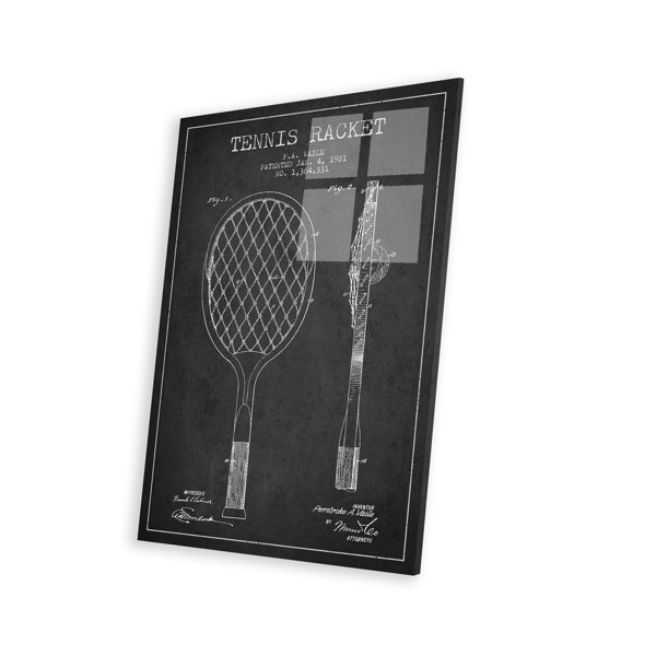 17 Stories Tennis Racket Charcoal Patent Blueprint On Plastic/Acrylic ...