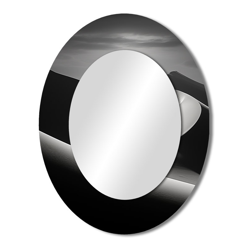 Desert Dreams Oasis III - Modern Oval Wall Mirror, 43" x 33"