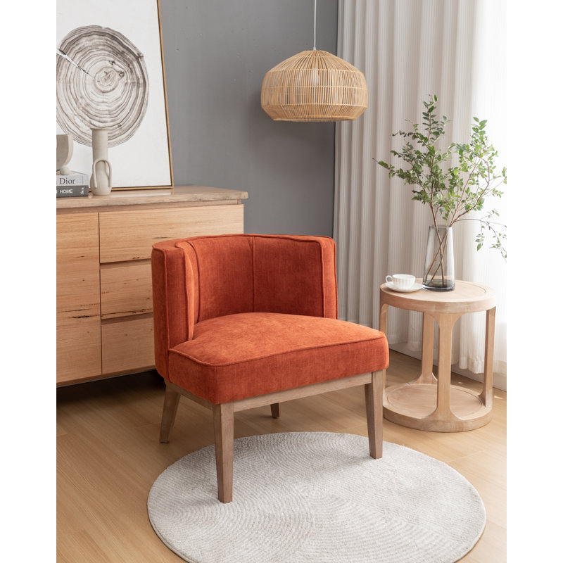 Fauteuil demi-tonneau Karoll, Mélange de polyester orange, 1