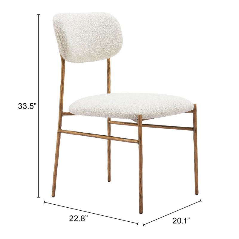 Cream Upholstered Side Chair with Gold Metal Frame