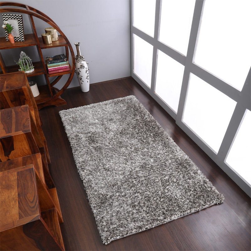 Tapis Camarato Gris et blanc | Conception solide | Tapis de salon, chambre à coucher, Carré 6 pi