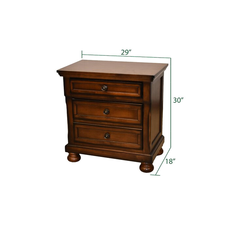 Table de chevet 3 avec rangement caché en noyer foncé - Commode lumineuse pour chambre à coucher