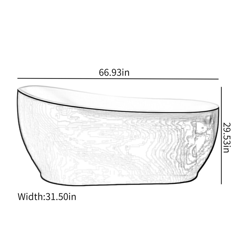 66.93'' W 29.53'' H Tub & Shower Kit, Red
