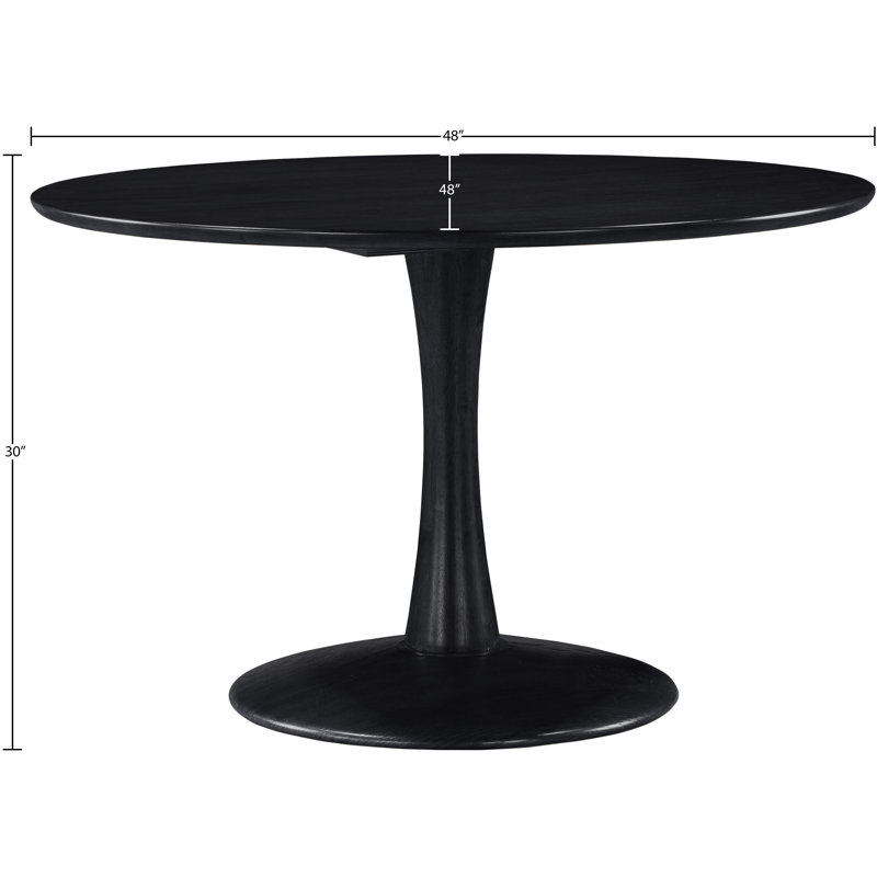 Table de salle à manger Khup, Noir, noir, noir, noir, L 48 po x l 48 po