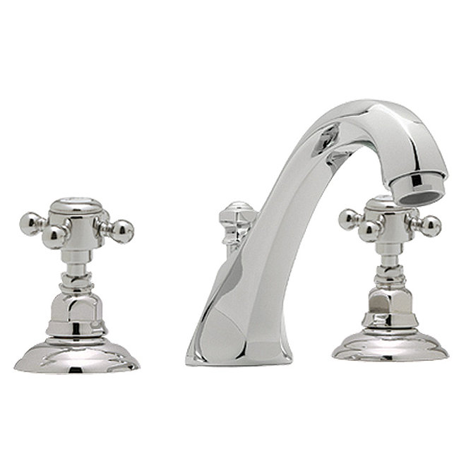 Country Double Handle Deck Mounted Roman Tub Faucet, Satin Nickel