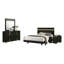 Ensemble de chambre à coucher grand avec 5 lumières à DEL Yoki, noir et or, 2 tables de chevet Yoki-118445305-118445307