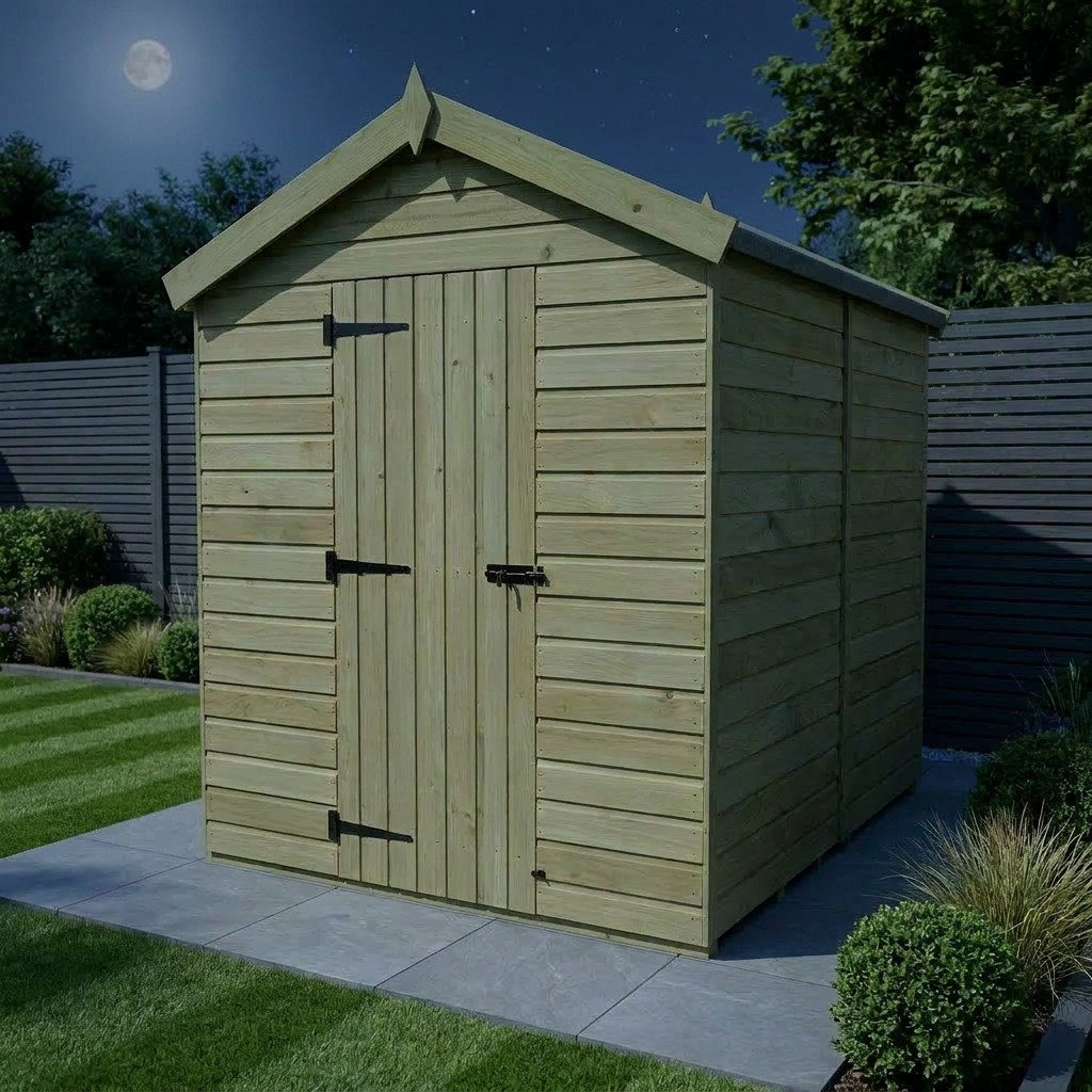 Total Sheds 7ft x 5ft Apex Garden Shed - Single Door - No Windows - Pressure Treated Timber - UK Manufactured