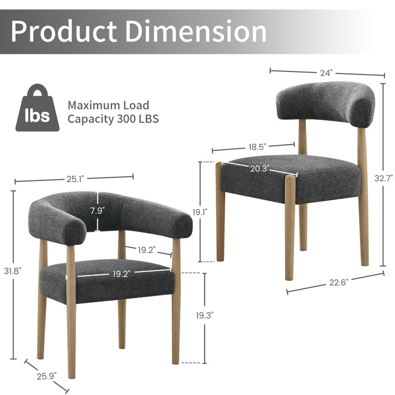 Upholstered Side Dining Chair (Set Of 6), Black