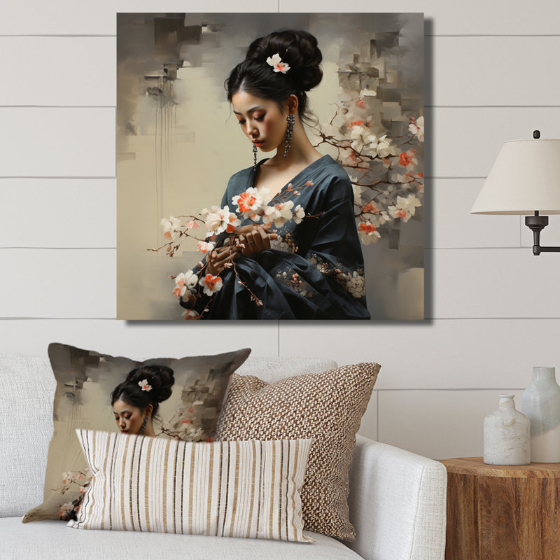 «Asian Art Geishas Grace III», reproduction sur toile, H 36 po x l 36 po x P 1,5 po, Toile tendue