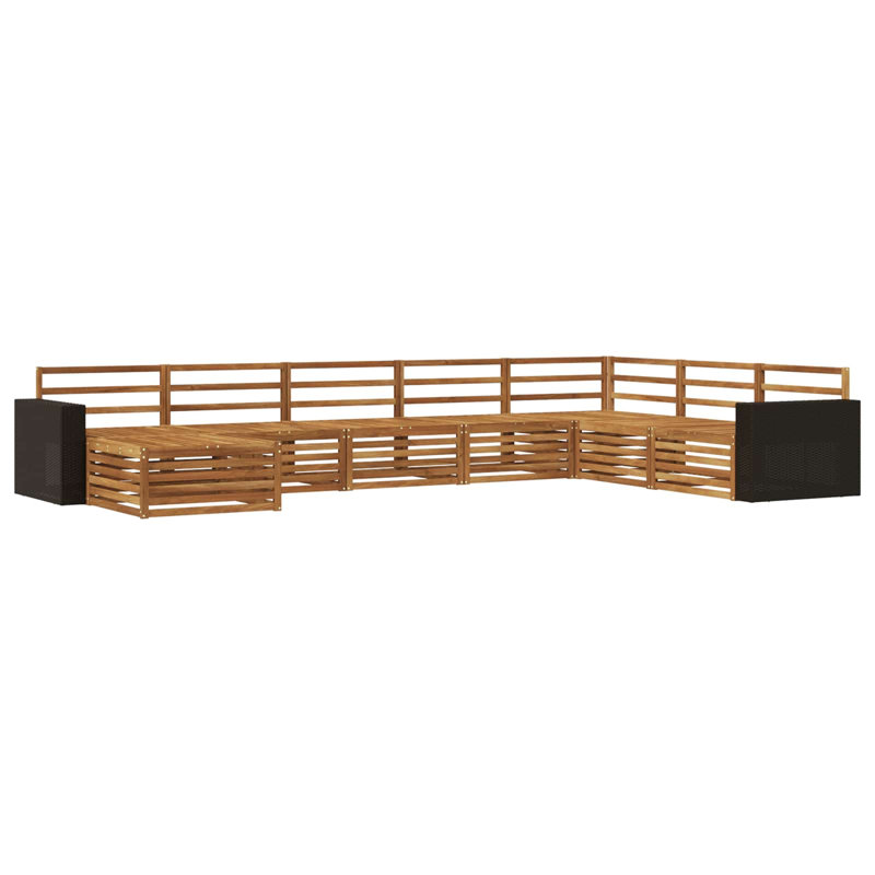 414 cm W Patio Corner Sofa, Black/Natural