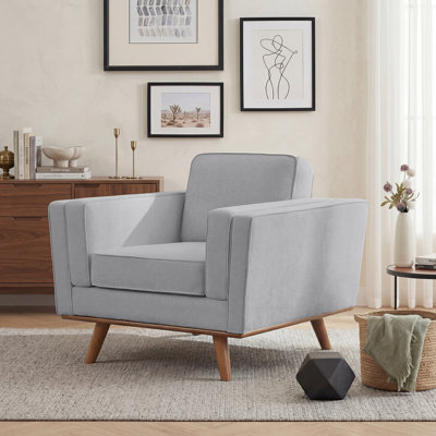Chenille Armchair With Solid Wood Legs