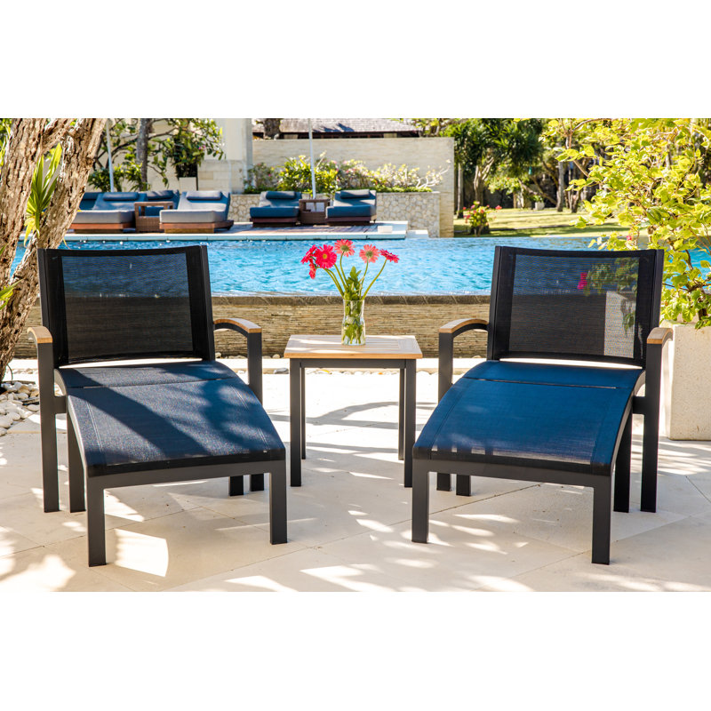 Tribeca Aluminum Sling Ottoman, Black