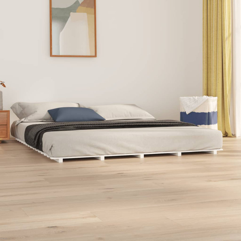 Lilyrae Solid Wood Bed, White, Super King 180 x 200 cm