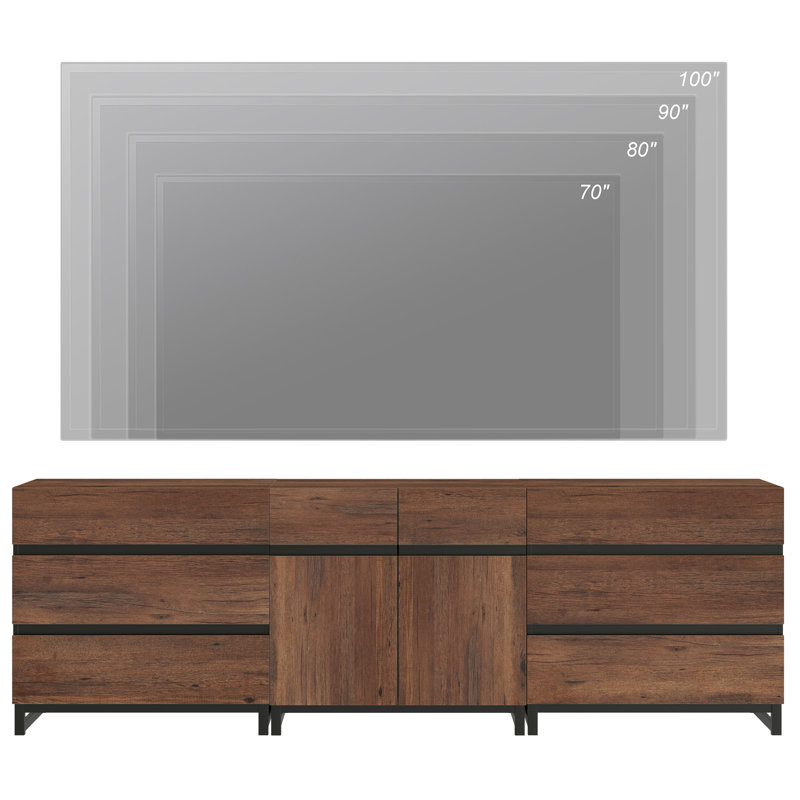 Aadam Modern TV Stand For Tvs Up To 100 Inch, 3-In-1 TV Console With Adjustable Shelves And 6 Drawers, Media Console For Living Room And Bedroom