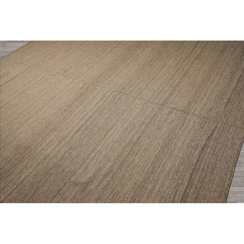 Tapis tissé à la main style moderne et contemporain en laine taupe 10 pi 1 po x 13 pi 10 po