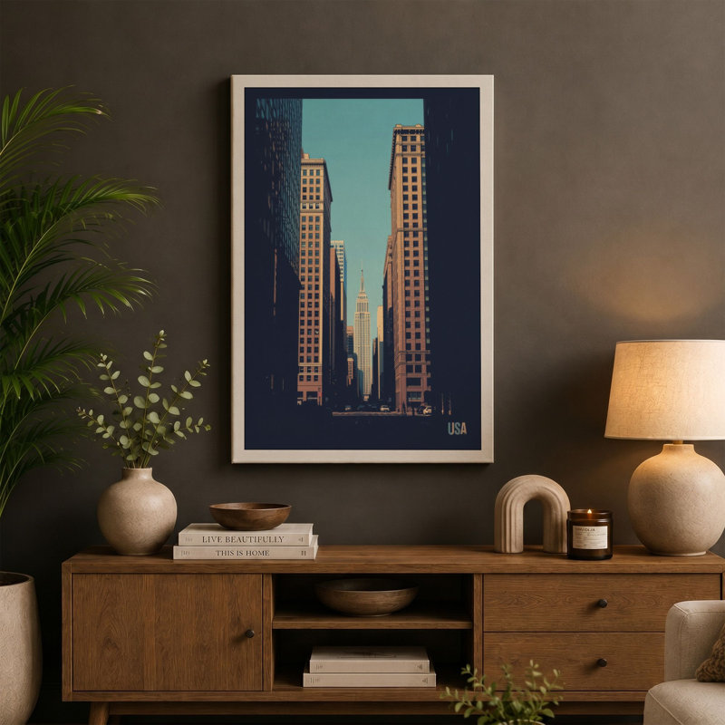 Urban Canyon: Art Deco - Wrapped Canvas, 24x16 - 61.0 x 40.6 cm, Terracotta Border