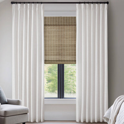 2 pièces de rideau en lin de polyester de 300 g / m² de 40 po avec 7 plis de pincement par pièce