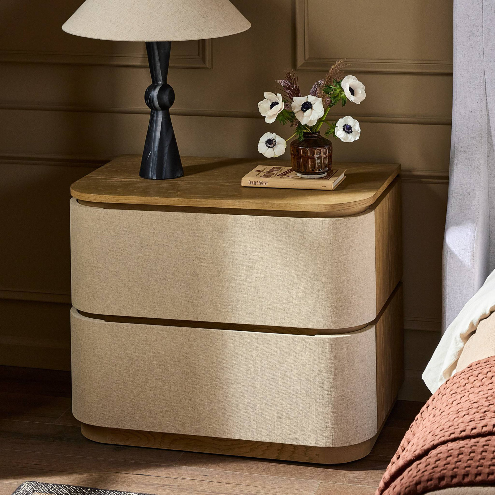 2-Drawer Painted Oak Nightstand