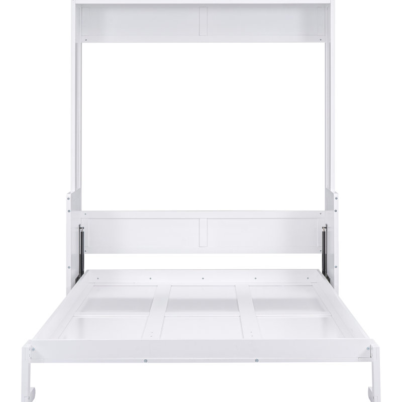 Grand lit blanc avec tablette de bureau pratique - Option polyvalente essentielle pour la chambre à coucher, rangement personnalisable