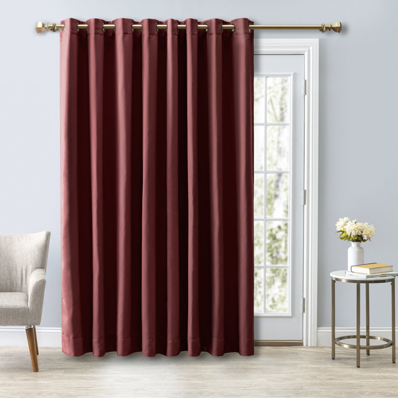 Ardelle Blackout Single Curtain Panel, 112" W x 84" L, Garnet with Antique Bronze Grommets