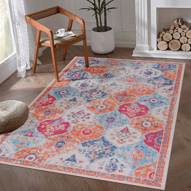 Area Rug 5' X 8', Washable Function Rug, Low-Pile Design, Non-Slip Function, Non-Shedding Function, Foldable Function, Kid & Pet Friendly  - Area Rugs