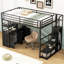 Full Size Metal Loft Bed With Storage Staircase And Wardrobe-754105327