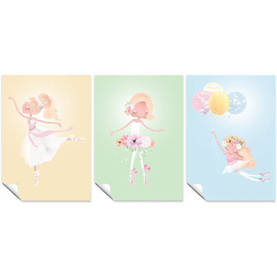 Ballerina 3 Piece Wall Art