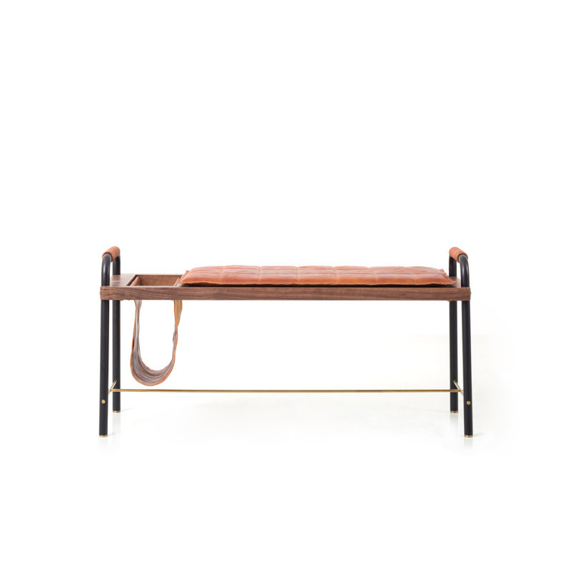 Valet Genuine Leather Upholstered Bench