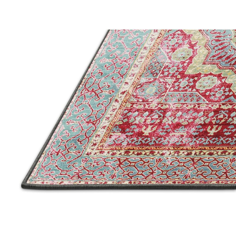 Tapis rouge / bleu Kalusd, Rectangle 7 pi x 10 pi