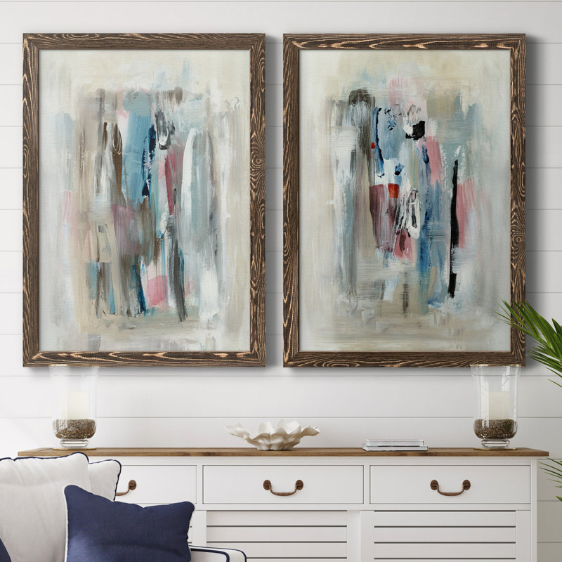 «Rain Shadow I», ensemble de 2 reproductions d'art, Pas de tapis, Toile avec cadre en noyer, H 37,5 po x l 55 po x P 1,5 po
