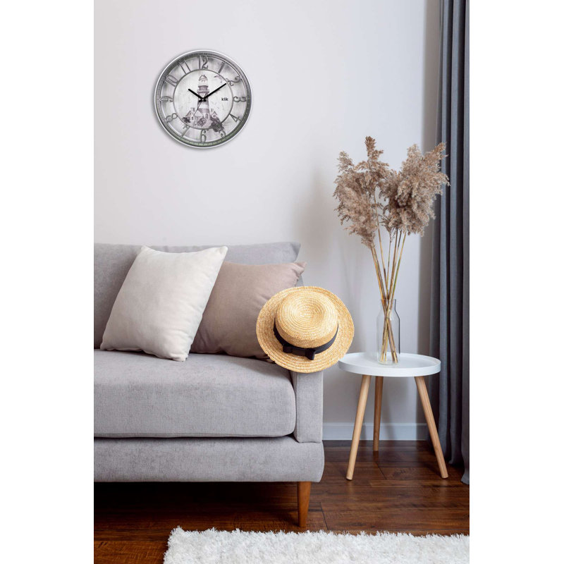 Horloge murale élégante 15,7 po x 15,7 po, argentée | Mouvement de mouvement silencieux, 90% plastique et 10% verre | Parfait pour la décoration de la maison et du bureau, design élégant avec esthétique moderne