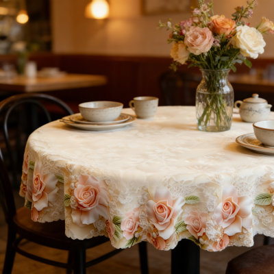 Spring Summer Ellis 152cm Round, Flowers Floral Table Cover for Party Picnic Dinner Decor