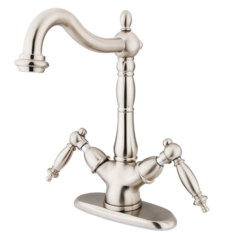 Kingston Brass Heritage Two-Handle 1-or-3 Hole Deck Mount Vessel Faucet, Brushed Nickel