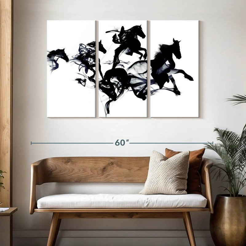 Chevaux noirs, H 32 po x l 50 po