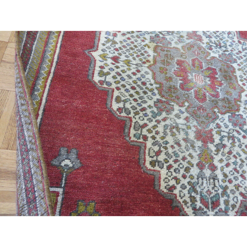 Tapis décoratif en laine noué à la main de conception unique noué à la main rouge 3 pi 10 po x 5 pi 9 po Corentin