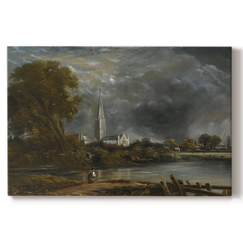 Salisbury Cathedral from the Meadows (Full-Scale Oil Sketch)-John Constable-Gallery Wrapped Canvas-c. 1829, 24x36