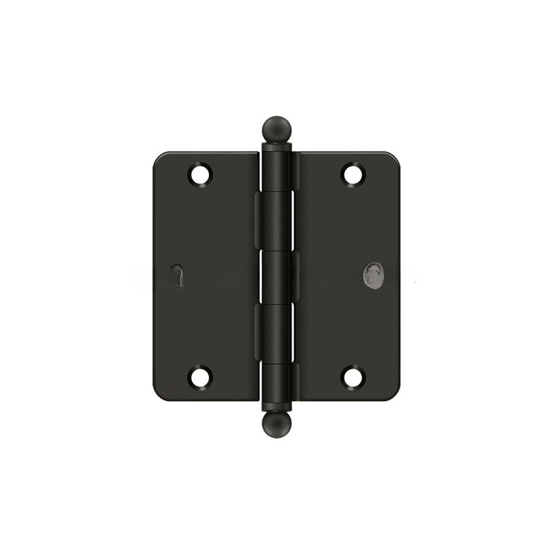 Deltana S35R426-BT 3-1/2" x 3-1/2" x 1/4" Radius Hinge, w/ Ball Tips in Polished Chrome Pair, Oil Rubbed Bronze