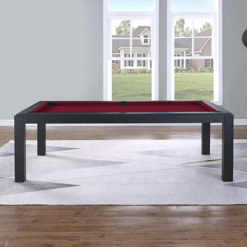 Table de billard en ardoise avec plateau de salle à manger Olivia, 7 pi, Bourgogne, Noir rétro