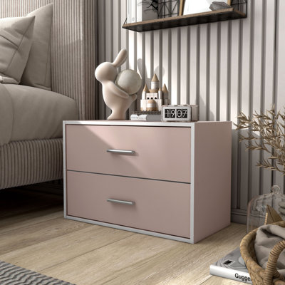 Bibliothèque de rangement en bois à 2 tiroirs Breayla H 15,7 "