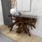 Teak Wood Handmade Live Edge Tree Stump Console Table with Clear Glass Top