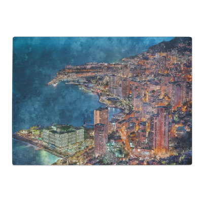 Tempered Glass Monte Carlo Skyline in Monaco Chopping Board