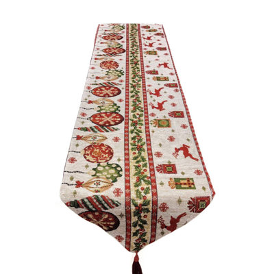 Chemin de table de Noël avec icônes des Fêtes F07M5-8A