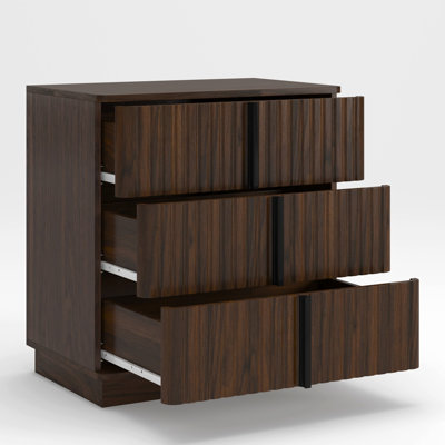 Table de chevet moderne à 3 tiroirs à rayures verticales (ensemble de 2)