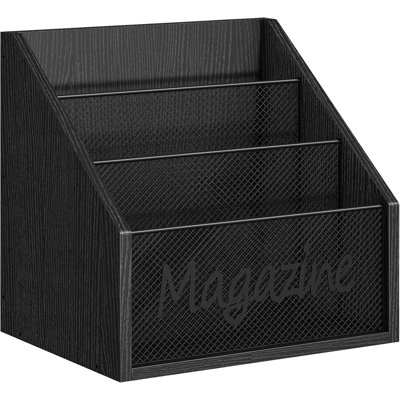 Porte-revues, plancher de porte-revues en bois, comptoir de rangement de courrier, trieur de porte-revues, porte-disques pour magazines, livres, journaux, tablettes, noir