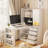 L Shaped Desk With Charger,Computer Desk With Drawers,Bookshelf, With LED Light,Modern Corner Desk,Desk,L-Shaped Study Table Writing Desk,Corner Gaming Computer Desk With Storage-1877285413