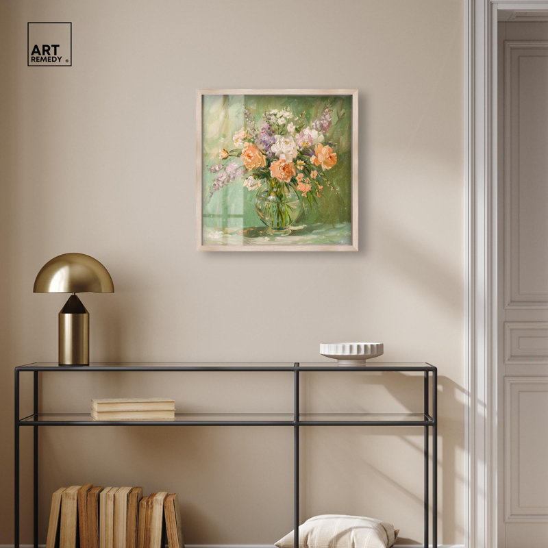 Vase et verdure, boîte à ombre, impression de cowboy tendance par Art Remedy, H 21 po x l 21 po, Crème, crème
