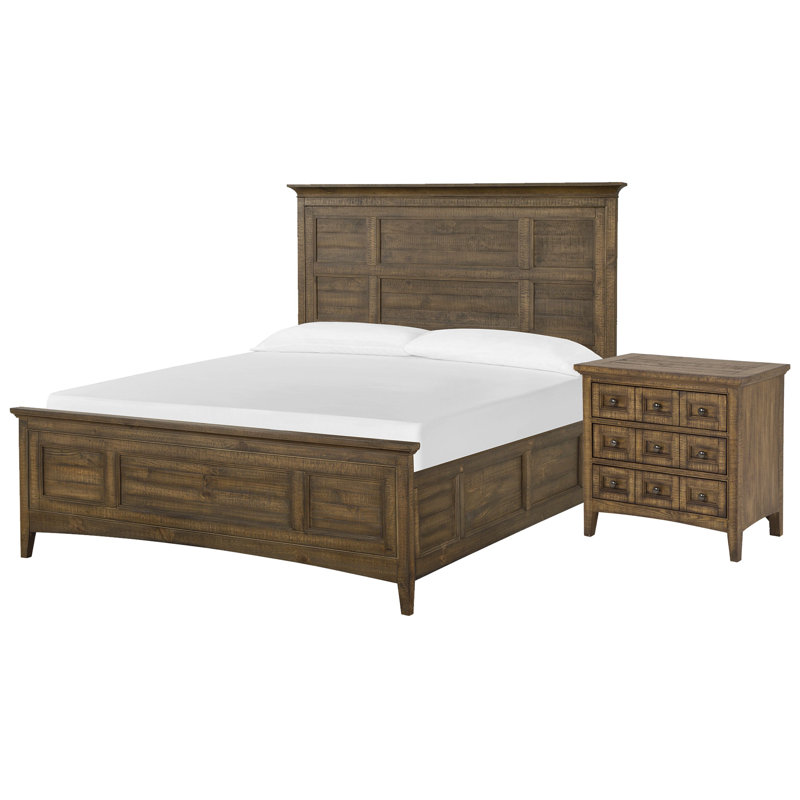 Sarenac King Panel Bed With Nightstand, 2 Pcs: Bed, Nightstand, Brown, King